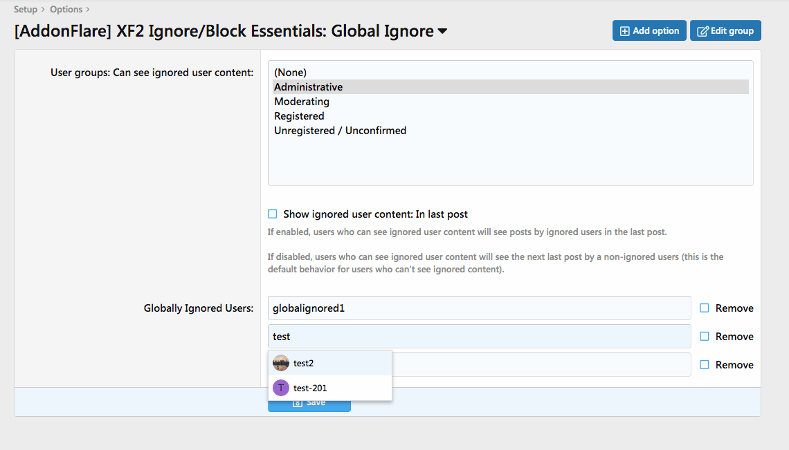 Admin - Global Ignore